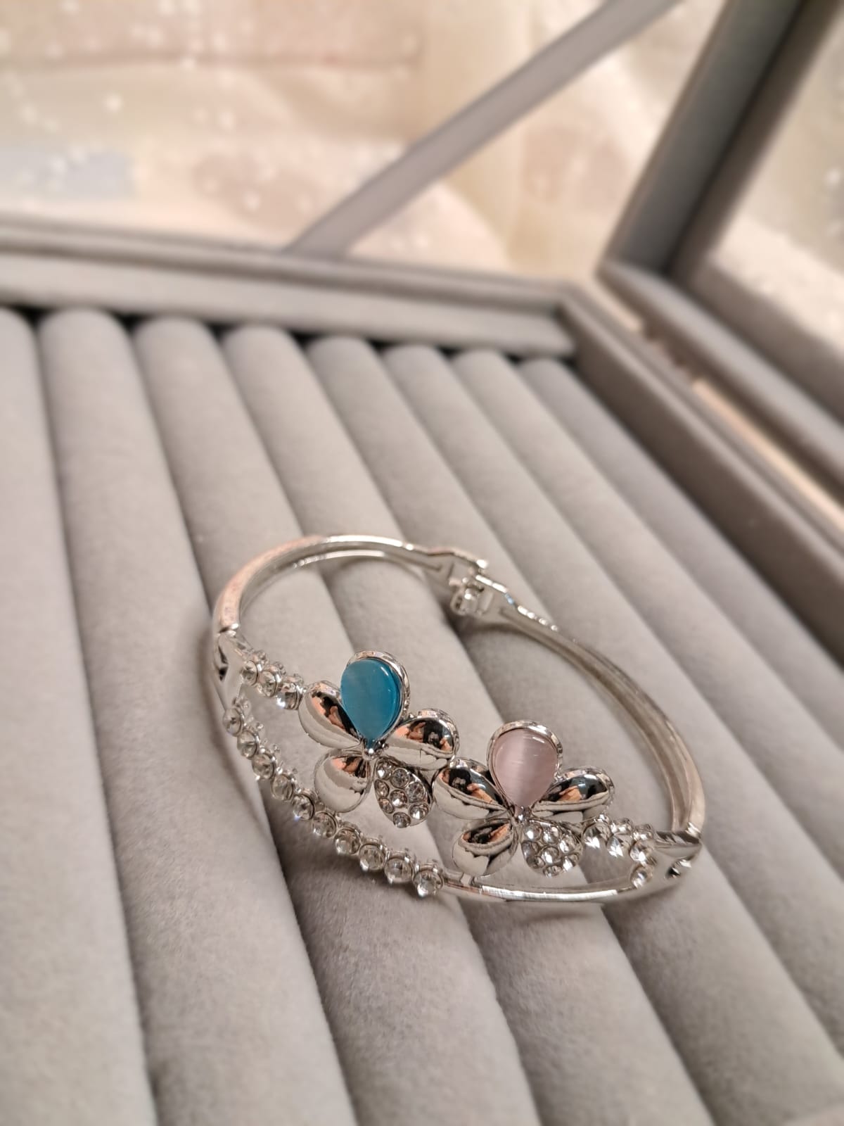 Silver-Tone Hydro Ad Crystal Flower Bracelet