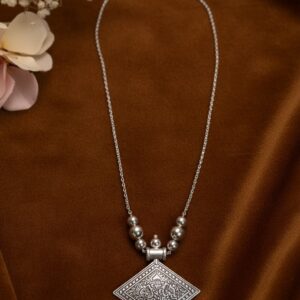 The 'Navya' Oxidized Rhombus Scroll Necklace