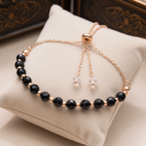 Rose Gold & Black Onyx Bolo Bracelet