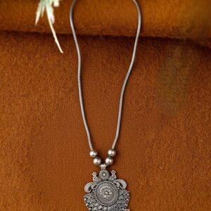 The 'Rivaaj' Oxidized Heritage Mandala Pendant neckpiece