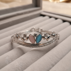 Silver-Tone Leaf Crown Bracelet