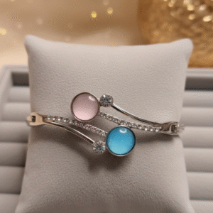 Silver-Tone Crossover Round Ad hydro crystal Bracelet