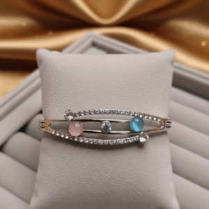 Silver-Tone Triple-Bar Gemstone hydro Ad Bracelet