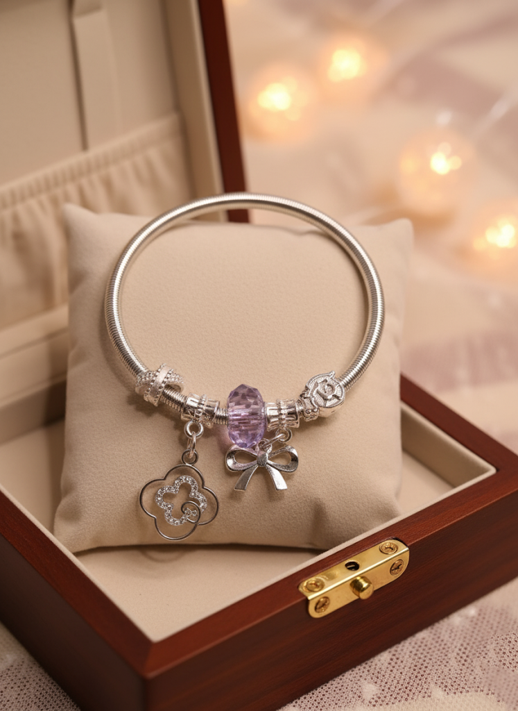 Regal Crown dangling Charm bracelet - Image 4