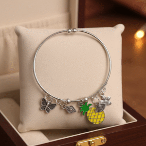 Vibrant Fruit charms silver tone Bracelet