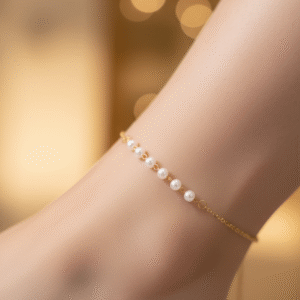 Gold-Tone faux Beaded Anklet