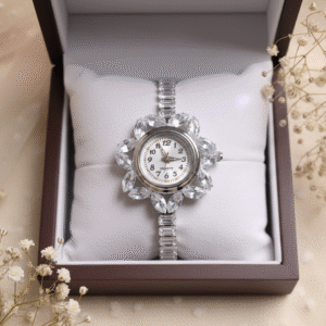 Floral Pavé Adjustable Bracelet Watch