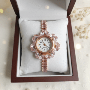 Rose Gold Floral Adjustable Bracelet Watch