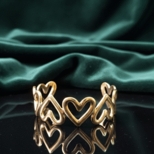 Studded Heart Open Cuff anti-tarnish kada