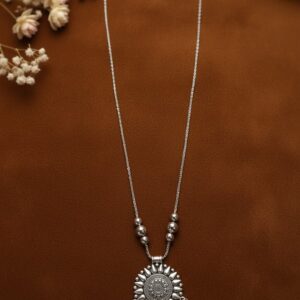 The 'Surya' Oxidized Sunburst Pendant Necklace