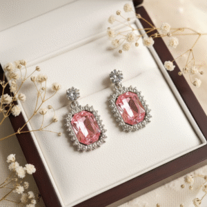 Silver-Toned ad Rectangle Dangle Earrings