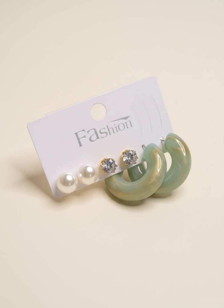 3-Pair statement Earrings CARD - Image 2