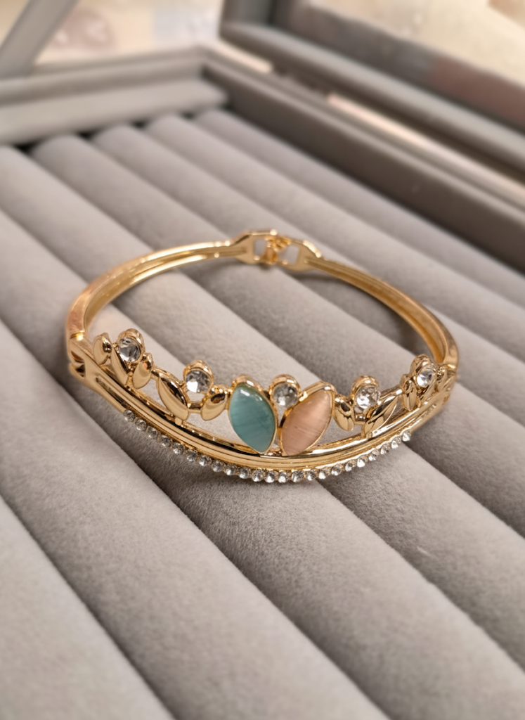 Gold-Tone Leaf Crown Bracelet