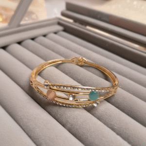 Gold-Tone Triple-Bar Ad hydro crystal Bracelet