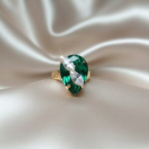 The "Emerald Cascade" Teardrop Ring