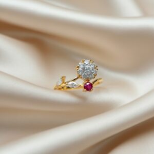 The "Ruby Dewdrop Bloom" Ring