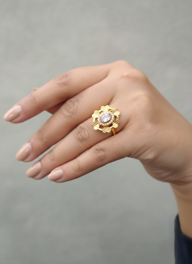 The Golden Petal Halo Ring - Image 2