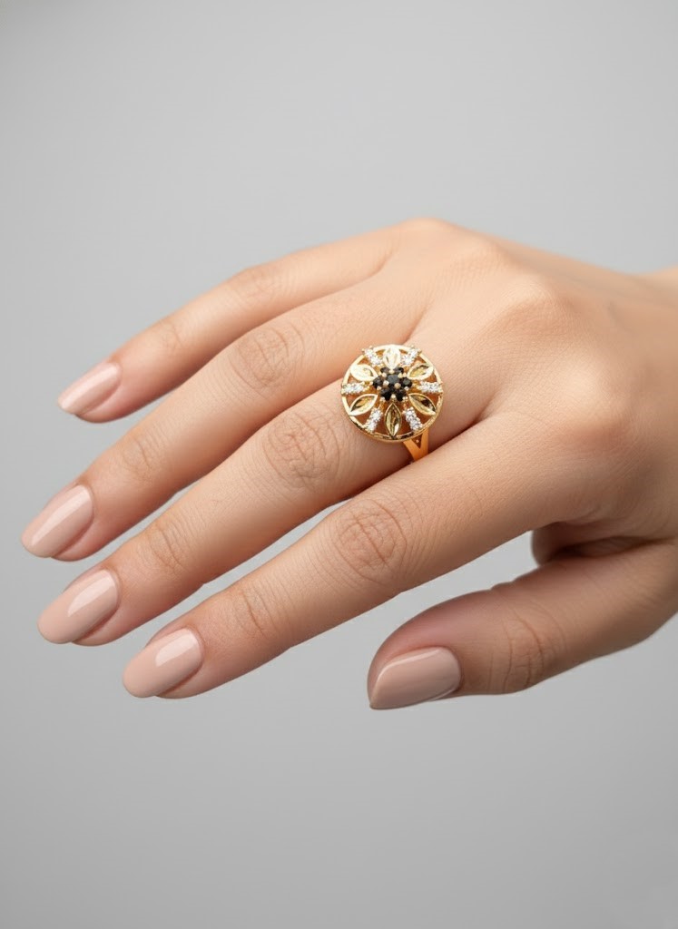 Onyx Petal Mandala Ring - Image 2