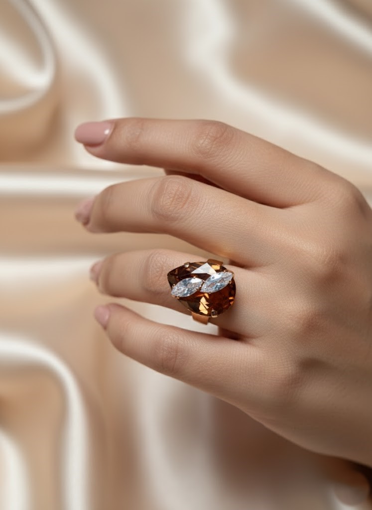 The "Amber Bloom" Cocktail Ring - Image 2