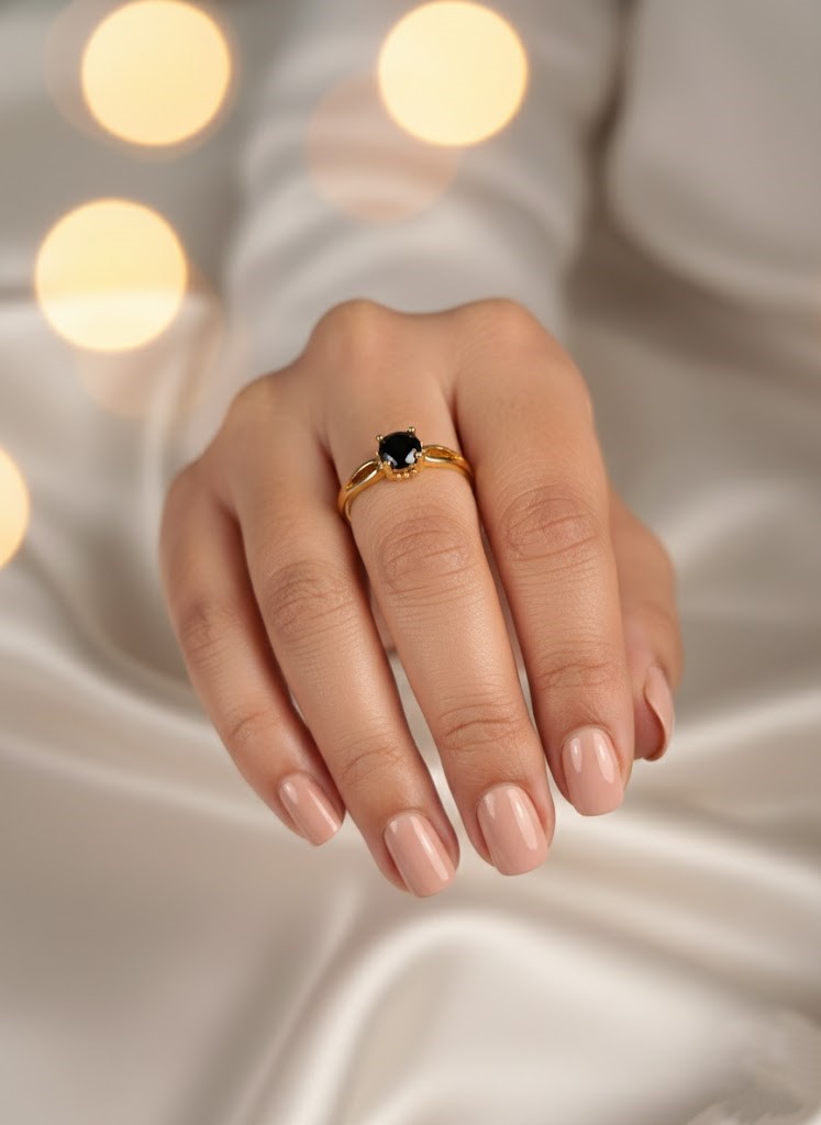 The Onyx Solitaire Gold Statement Ring - Image 2