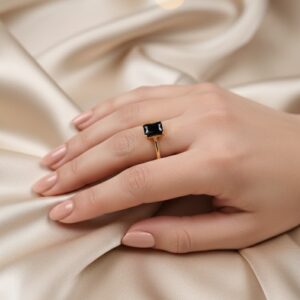 The Onyx Solitaire Gold Statement Ring