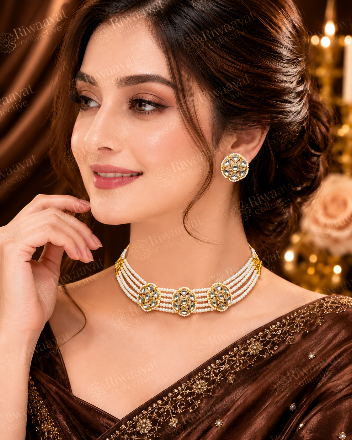 The Royal Pearl & Polki Multi-Strand Choker Set