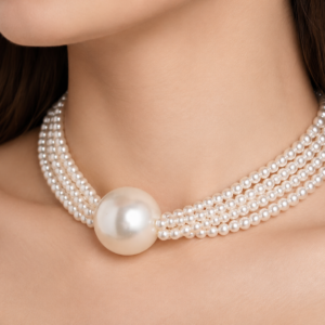 Multi-Strand Pearl Choker with Statement Centerpiece