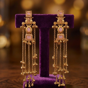 Zehra Rose Quartz Heritage Kashmiri Earrings