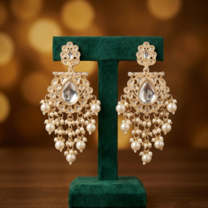 Kundan Royal Pearl Cascade Earrings