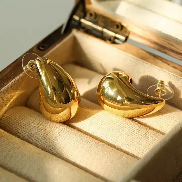 Liquid Gold-Plated Drop Studs - Image 3