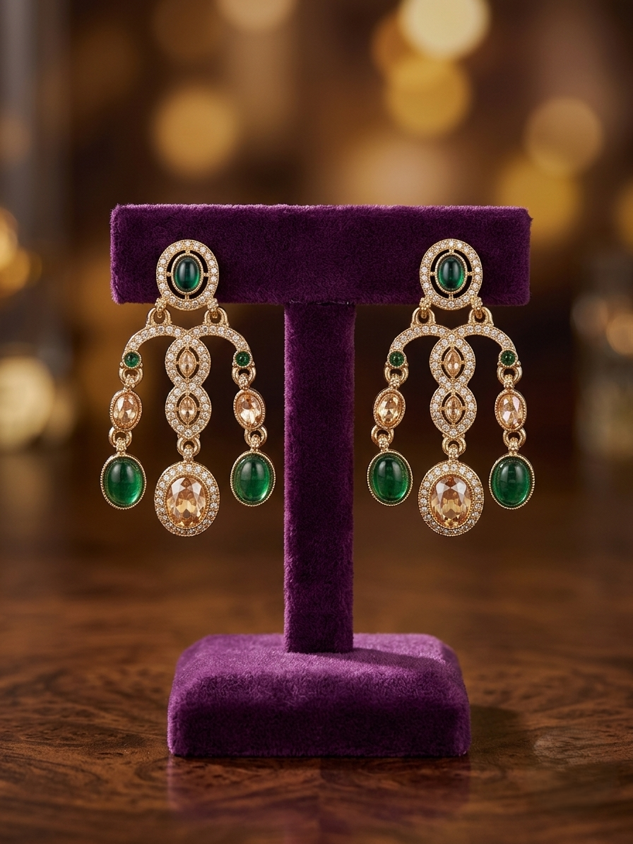 The Emerald Cascade Chandelier Earrings