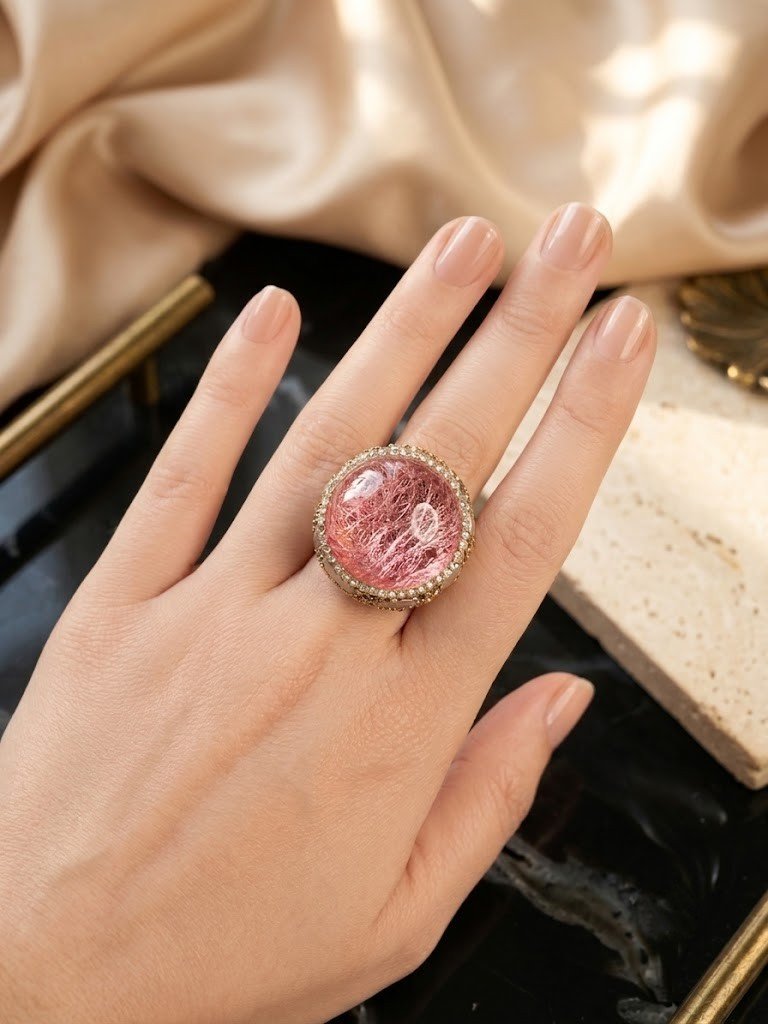 Bosphorus Ottoman Royal Pink Cocktail Ring - Image 3