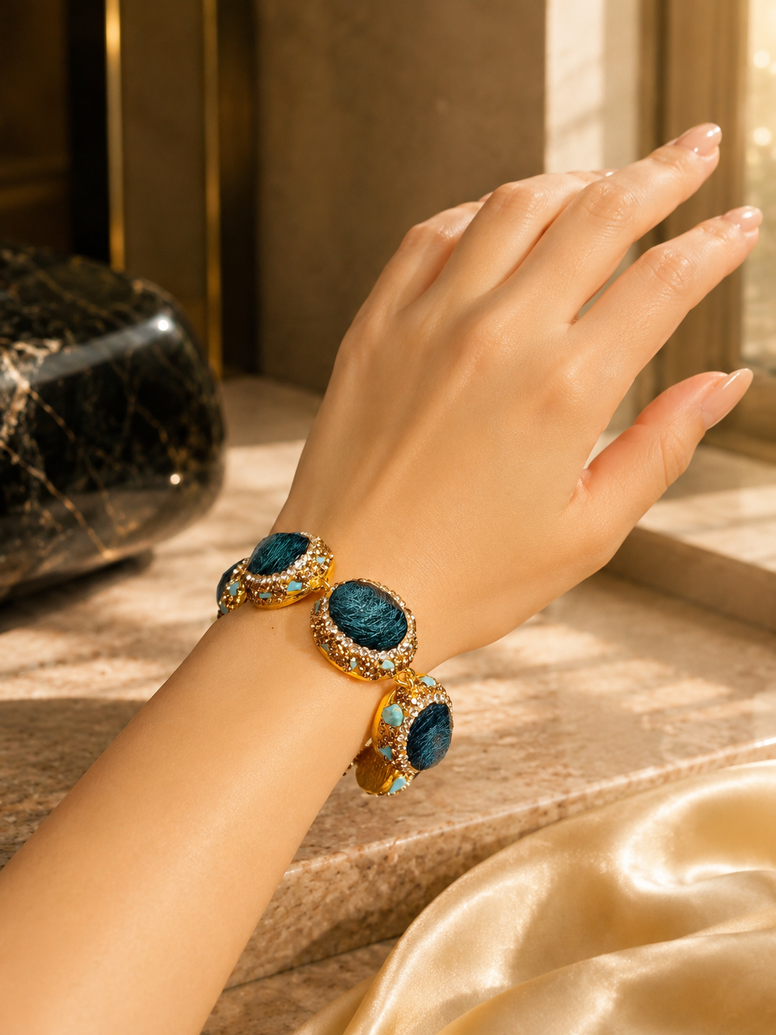 Sultan’s Aegean Blue Serpentine Link Bracelet - Image 2