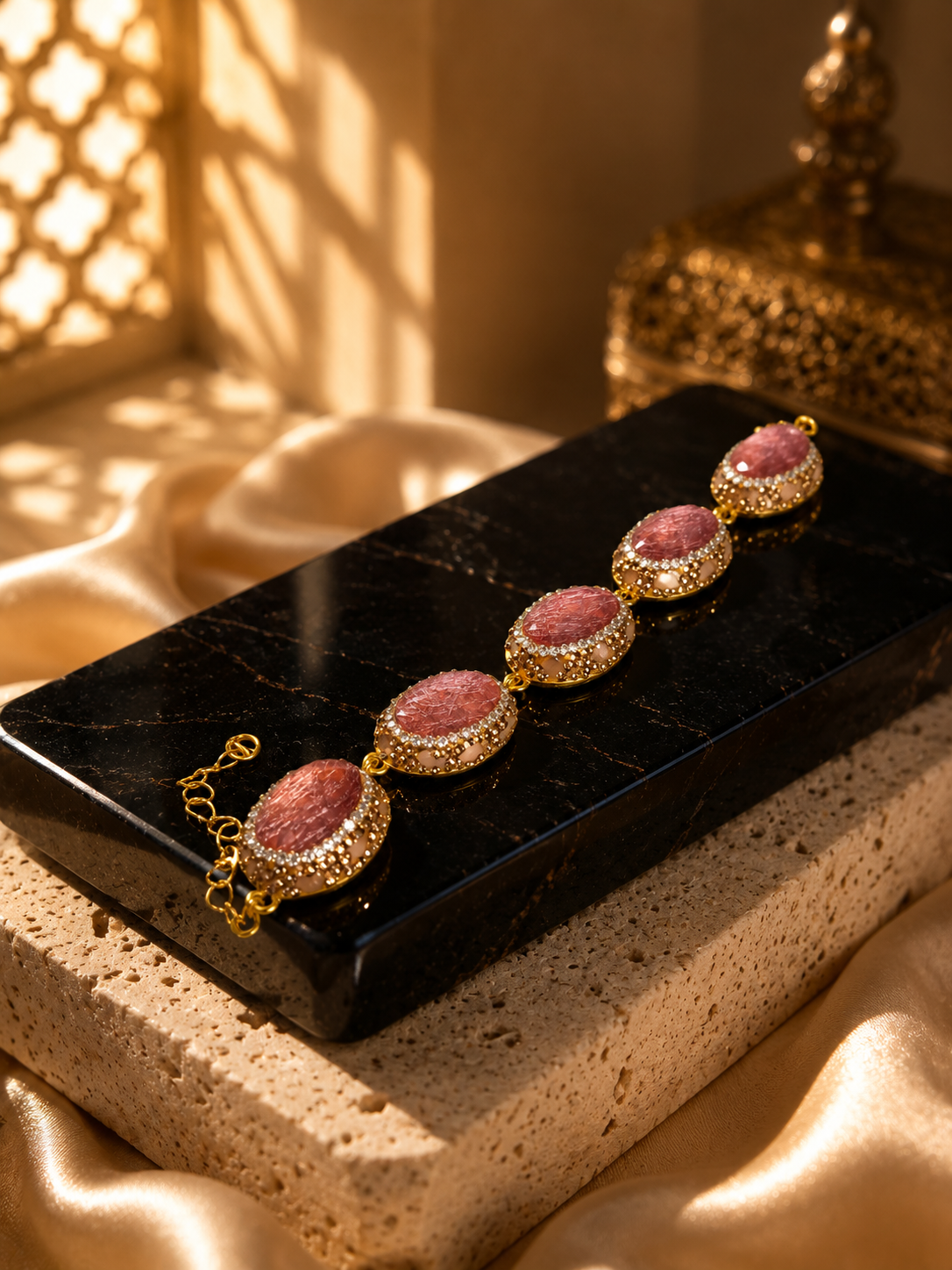 Sultan’s Rose Quartz & Garnet Heritage Link Bracelet
