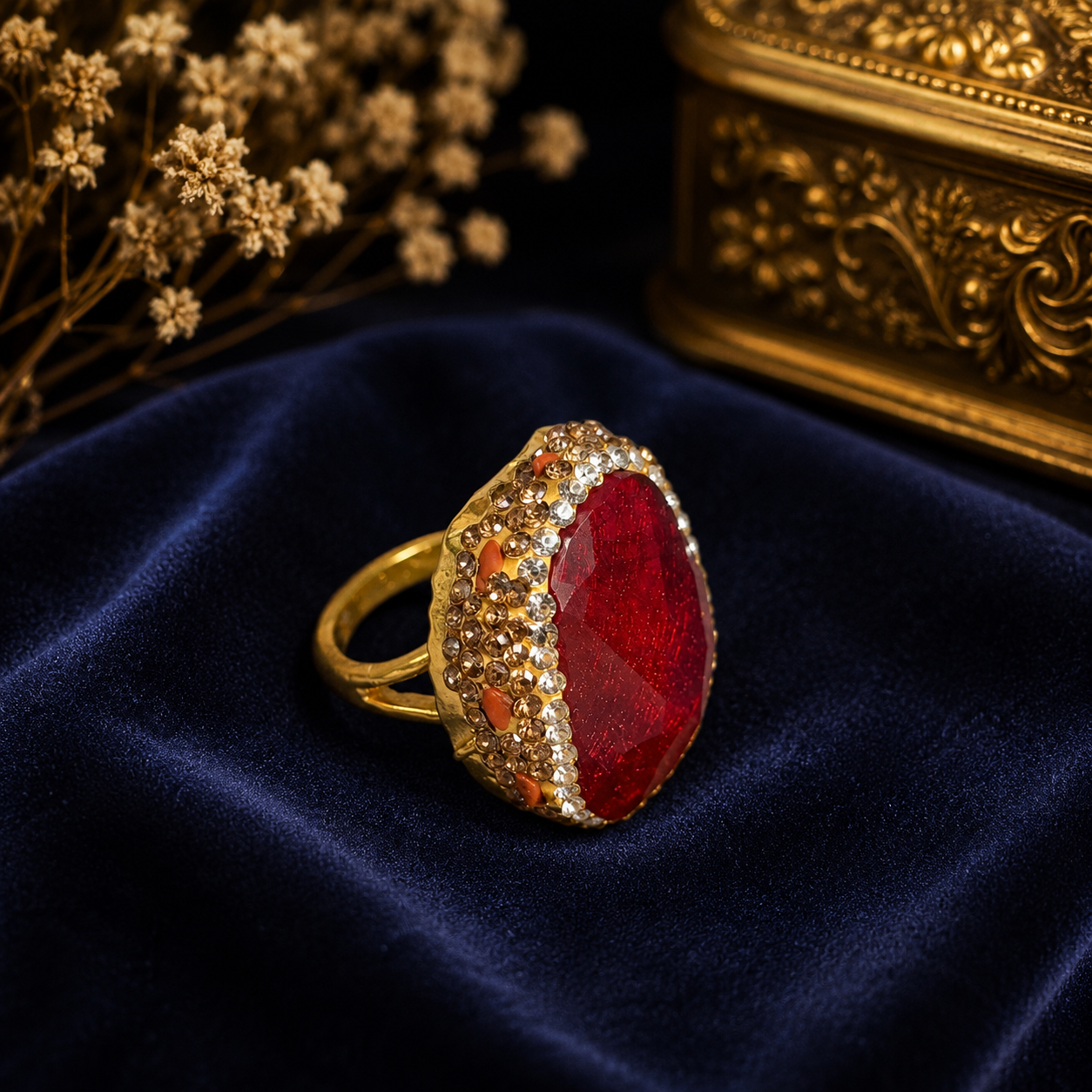 Bosphorus Passion Red Cocktail Ring - Image 2
