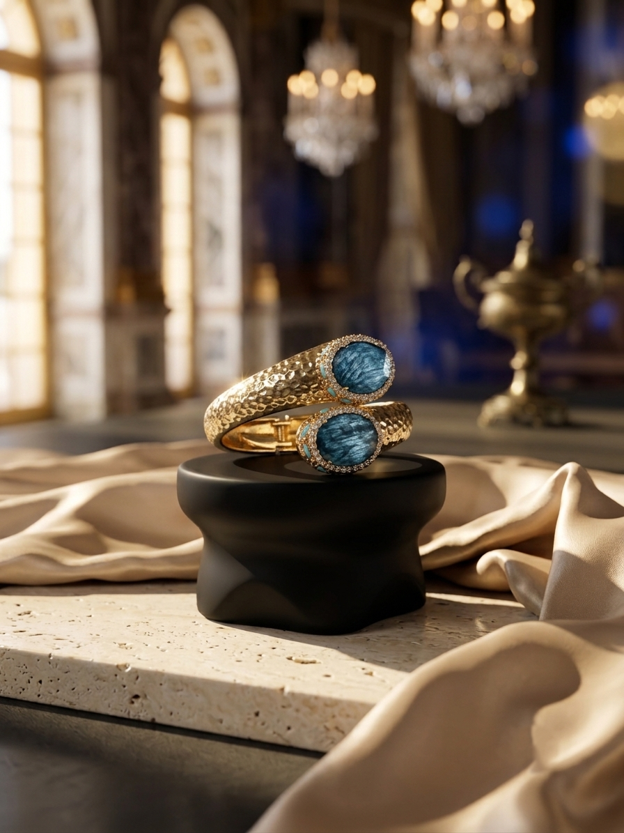 Sultan’s Aegean Blue Serpentine & Gold Cuff