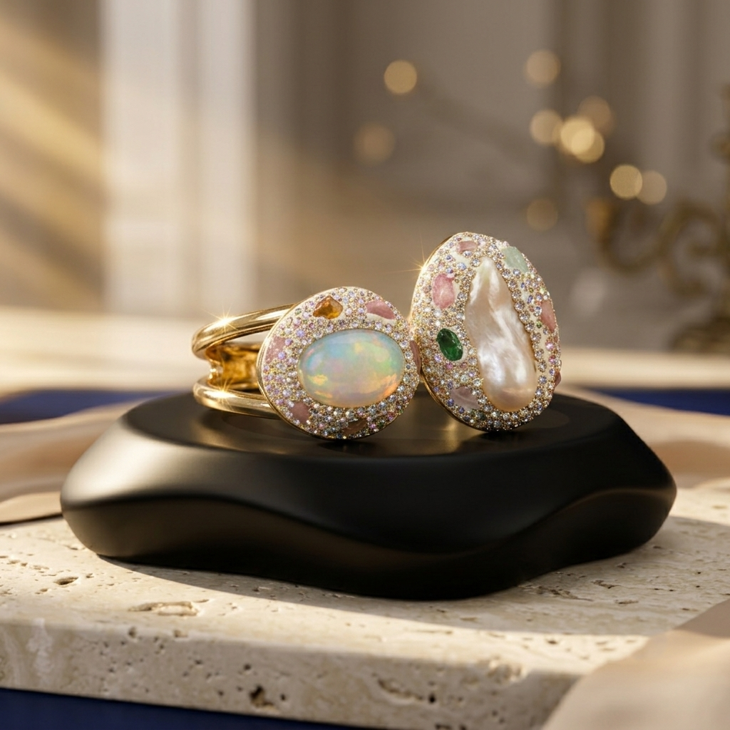 Sultan’s Spectrum Opal & Baroque Pearl Statement Cuff