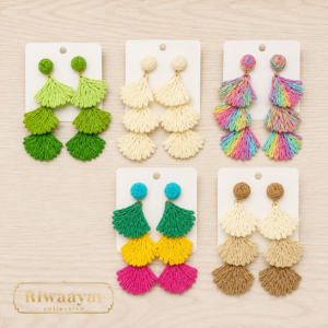 Solaria Cascading Raffia Fan Earrings