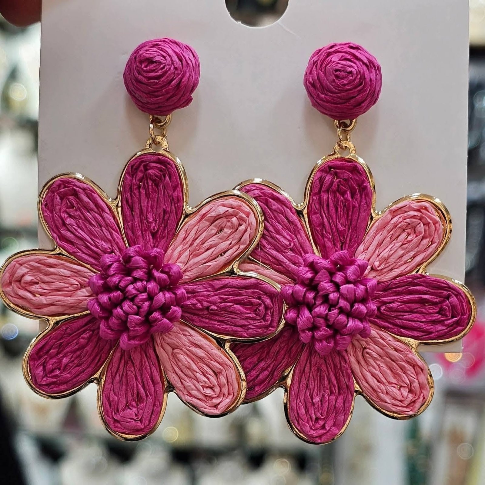 Solaria Raffia Daisy Bloom Earrings - Image 3