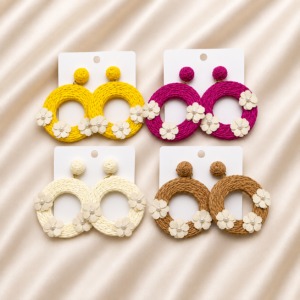 Solaria Raffia Blossom Hoop Earrings
