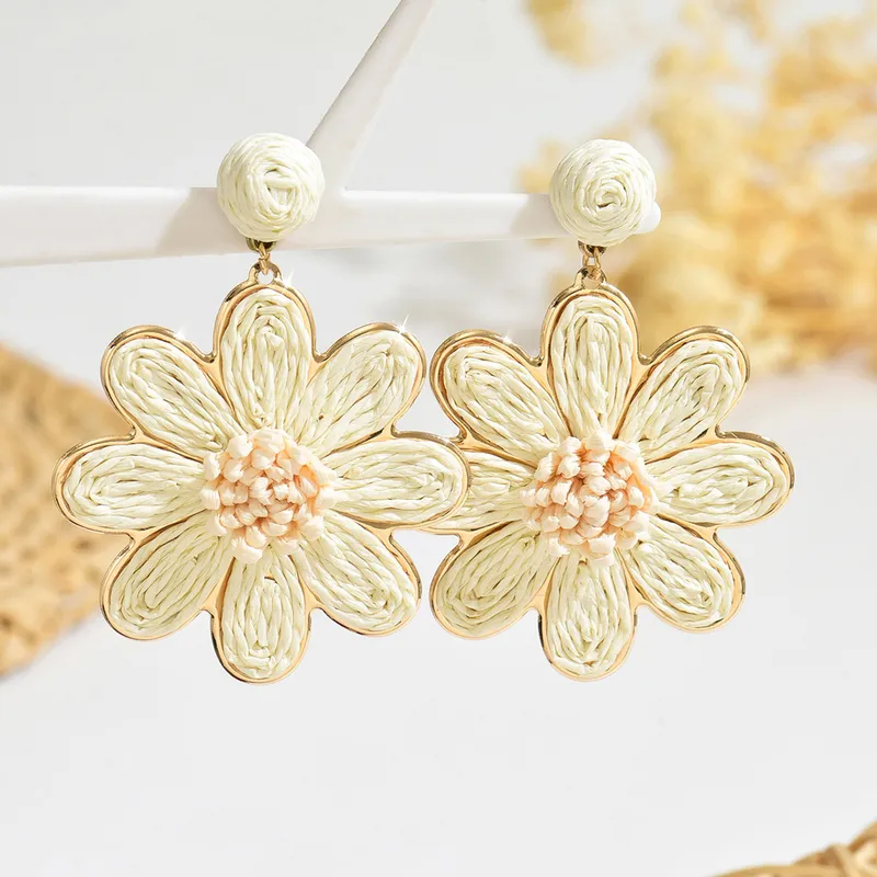 Solaria Raffia Daisy Bloom Earrings - Image 8