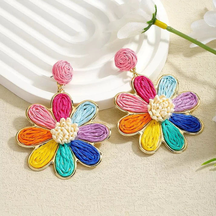 Solaria Raffia Daisy Bloom Earrings - Image 7
