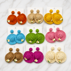 Solaria Straw Hat Raffia Statement Earrings