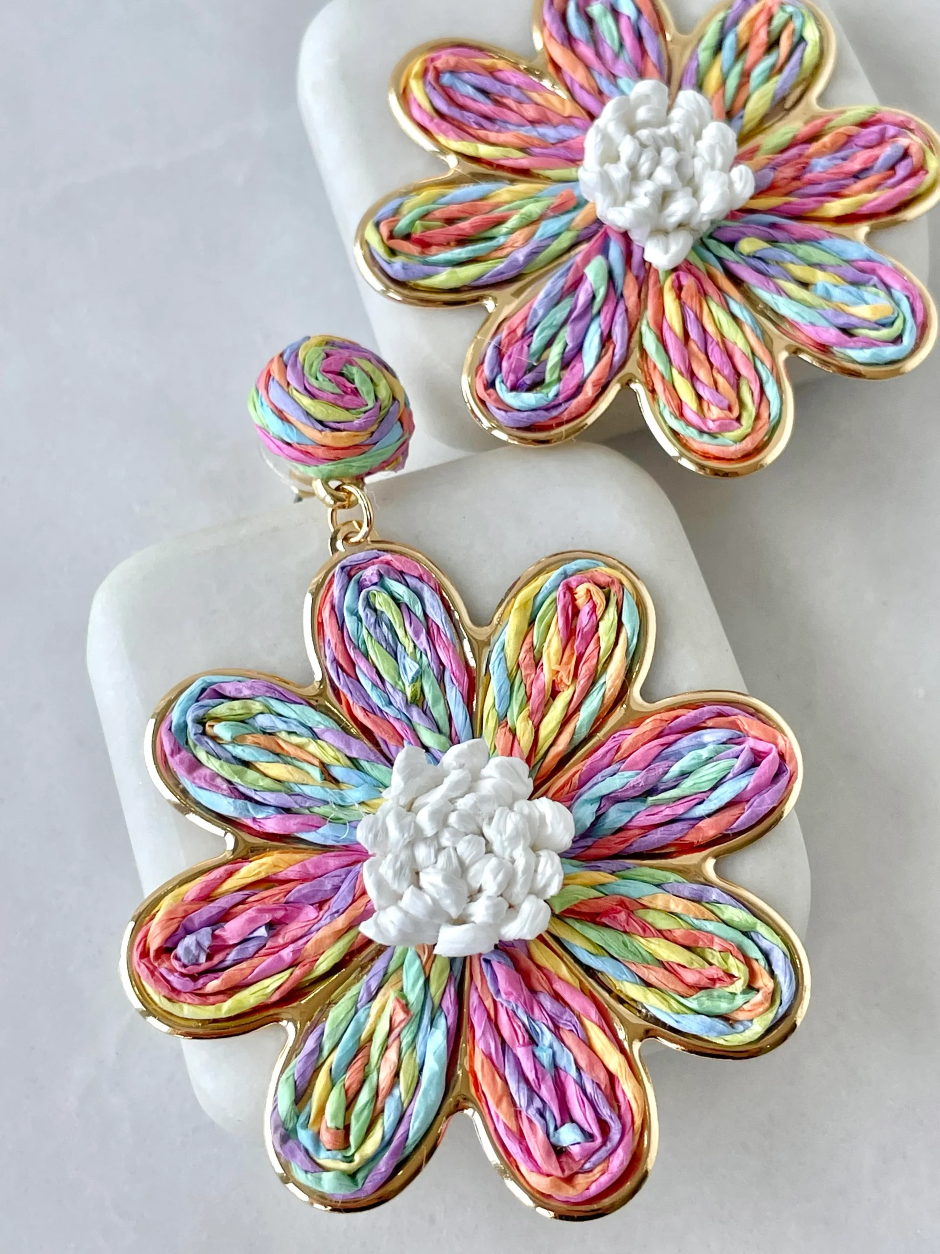 Solaria Raffia Daisy Bloom Earrings - Image 5