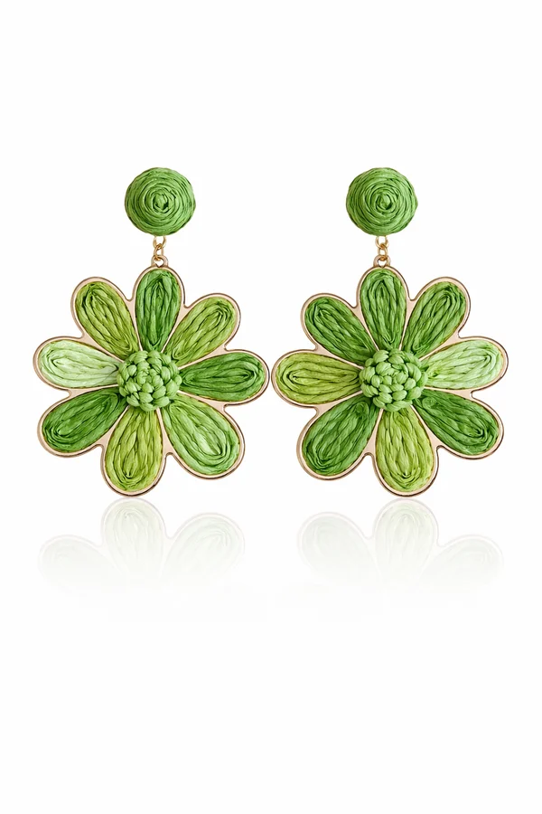 Solaria Raffia Daisy Bloom Earrings - Image 6