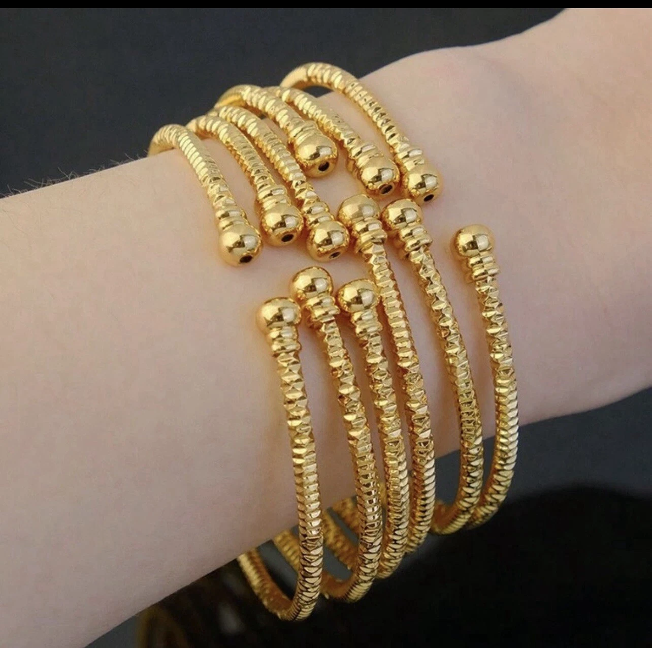 Dubai Gold Plated Open Bangle Bracelet Jewellery - Image 5