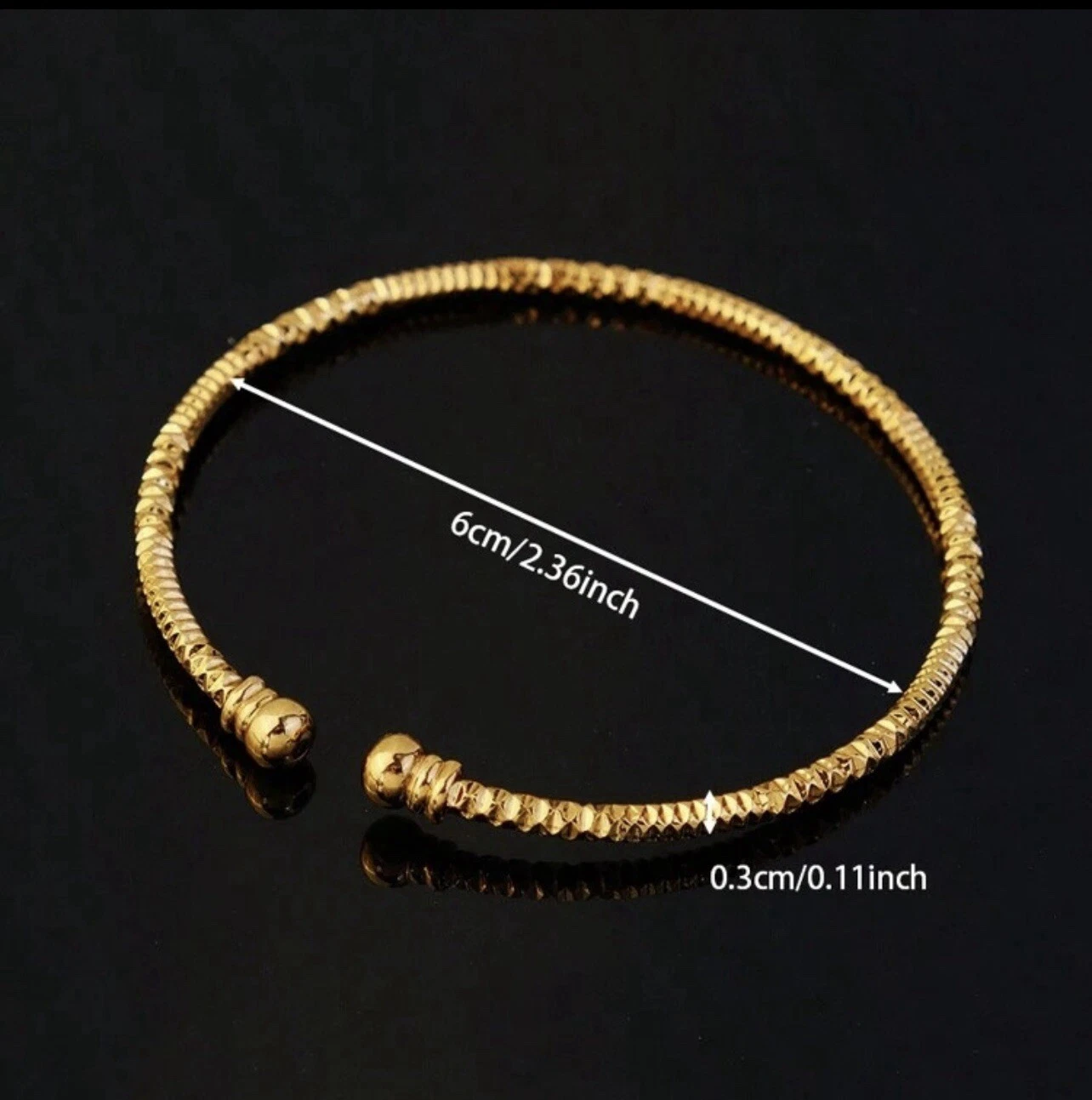 Dubai Gold Plated Open Bangle Bracelet Jewellery - Image 2