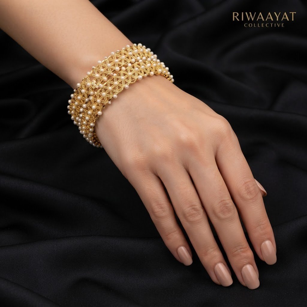 Zoya Royal Pearl Filigree Kangans - Image 2