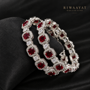 The Royal Crown American Diamond Designer Bangles Pair