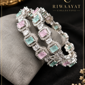 Opulence Diamond-Cut Pastel Cluster Bangles Pair